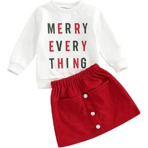 Yccutest Toddler Baby Girl Skirt Outfit Long Sleeve Ruffle Shirt Top Mini Skirt Set 2Pcs Kids Little Girl Clothes Fall Winter in Kuwait