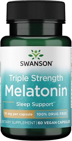Swanson Triple Strength Melatonin - Natural Sleep Support for Disrupted Sleep Cycles - (60 Capsules, 10mg Each) in Saudi Arabia
