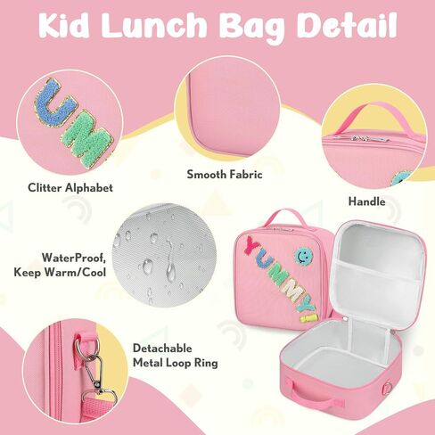 Kids Bento Lunch Box with 12oz Soup Thermo, Kids Leakproof Lunch Food Container with 4 Compartments, Insulated Lunch Bag & Water Cup for Girls Boys to School Travel in Saudi Arabia