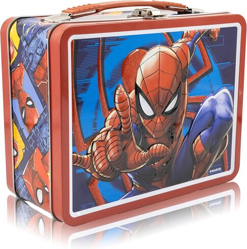 Fast Forward Marvel Spiderman Lunch Box for Kids | Spiderman Tin Lunchbag for Boys, Girls, Unisex | Tin Lunchbox Storage, Toddler Snack Box, Bookbag Accessory | Ages 3+ in Saudi Arabia