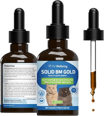 Pet Wellbeing BM Tone-Up Gold للقطط - تركيبة بيطرية - للإسهال والبراز الرخو أو السيلان - مكمل عشبي طبيعي 2 أونصة (59 مل) in Saudi Arabia