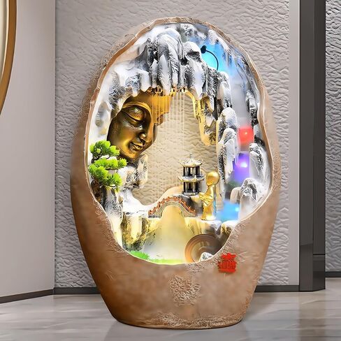 Water Fountain Indoor, Tabletop Fountains, Buddha Statue for Home/Indoor/Outdoor, Buddha Decor & Gifts, Buddah, Buda, Budda, Buddhas, Chinese Decor & Gifts, Feng Shui (Black, Have Base) in Saudi Arabia