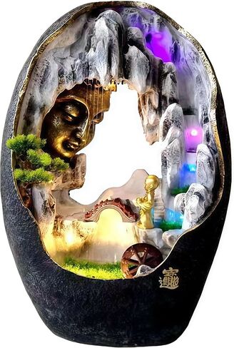 Water Fountain Indoor, Tabletop Fountains, Buddha Statue for Home/Indoor/Outdoor, Buddha Decor & Gifts, Buddah, Buda, Budda, Buddhas, Chinese Decor & Gifts, Feng Shui (Black, Have Base) in Saudi Arabia