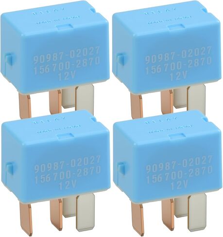 Relay 90987-02027 4-Pin (Set of 4) 12V A/C Cooling Fan Relay Compatible with 90080-87026, 90987-02028 Denso 156700-2870, 156700-2840 Replacement for 1997-2014 Toyota Lexus and Camry Vehicles in Kuwait