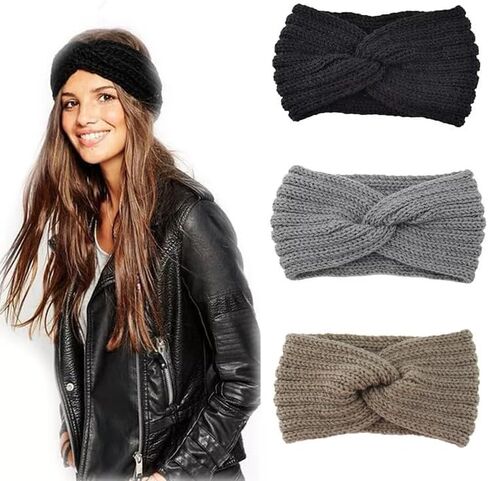 3 Pcs Knit Headbands for Women, Braided Winter Headbands Ear Warmers Bands, Winter Head Wraps for Women Girls with Superior Texture in Saudi Arabia