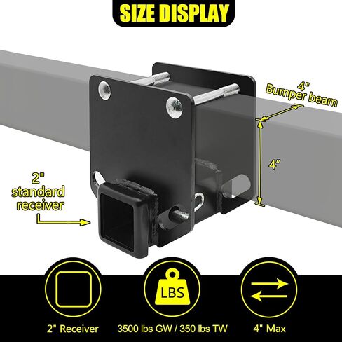 KAIRAY Bolt-on RV Bumper Hitch Receiver Adapter for 4-4.5'' Beams，2'' Receiver Opening, Trailer Rear Bumper for Camper Bike Racks Cargo Carriers in Saudi Arabia