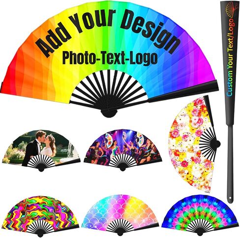 5-100PCS Personalized Handheld Fans - Custom Photo Text Logo, 13in Foldable Decorative Fans for Line Dancing, Wedding, Church, Cosplay & Party Events (100) in Saudi Arabia