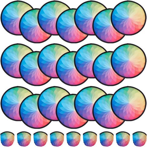 Benecreat 30pcs مراوح قرص طيران قابلة للطي ملونة ، 9.8 بوصة طبقة زهرة تسامي المعجبين بوليستر حافة سوداء طي مروحة مع حقيبة لحفل الزفاف النشاط في الهواء الطلق in Saudi Arabia
