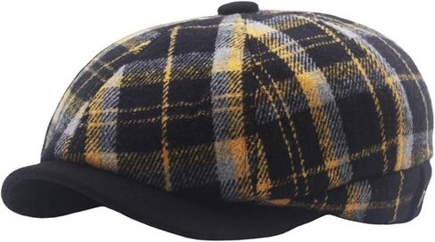 Unisex Plaid Beret - Octagonal Artist Painter Cap for Men & Women, Autumn/Winter Warmth in Saudi Arabia