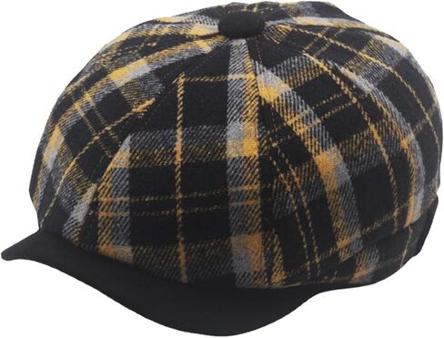Unisex Plaid Beret - Octagonal Artist Painter Cap for Men & Women, Autumn/Winter Warmth in Saudi Arabia