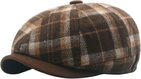 Unisex Plaid Beret - Octagonal Artist Painter Cap for Men & Women, Autumn/Winter Warmth in Saudi Arabia