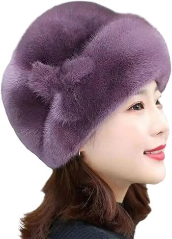 Women Elegant Floral Beret Imitation Mink Cap Soft Thick Style Fashion for Ladies in Saudi Arabia