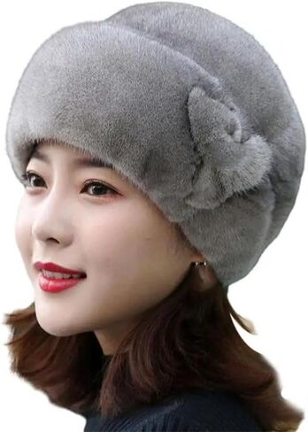 Women Elegant Floral Beret Imitation Mink Cap Soft Thick Style Fashion for Ladies in Saudi Arabia