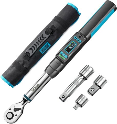 Seesii Digital Torque Wrench 1/2" Drive(12.5-250.8ft-lbs/17-340N.m), 2% Torque Accuracy Electric Torque Wrench with 3 Adjustable Modes, Torque Wrench Digital with Buzzer LED Flash for Car Care DH340 in Kuwait