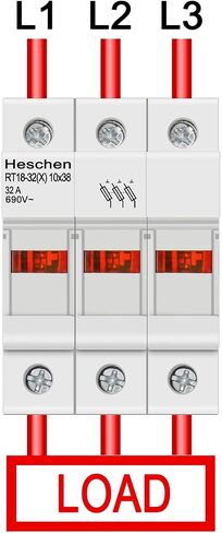 Heschen RT18-32(X) 32A AC690V 3-Pole DIN Rail Fuse حامل قاعدة، CE UL مدرجة in Saudi Arabia