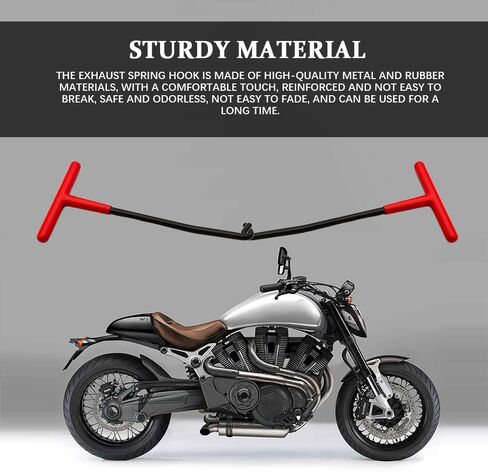 Motorcycle Exhaust Spring Hook, Spring Removal Tool, T Shaped Handle Exhaust Pipe Spring Puller Installer Hooks Tool with Rubber Coating, Car Accessories Fit for Most Vehicles (Red+Black) in Saudi Arabia