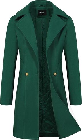 Women's Long Wool Coat, Double-Breasted Peacoat, Notch Lapel, Casual Classic Fall Winter Overcoat in Saudi Arabia