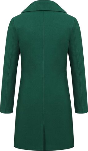 Women's Long Wool Coat, Double-Breasted Peacoat, Notch Lapel, Casual Classic Fall Winter Overcoat in Saudi Arabia
