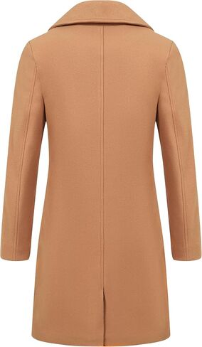 Women's Long Wool Coat, Double-Breasted Peacoat, Notch Lapel, Casual Classic Fall Winter Overcoat in Saudi Arabia