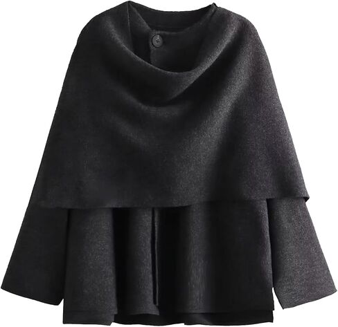Womens Oversized Scarf Jacket Wool Blend Coat Long Sleeve Button Wool Coats Overcoats in Saudi Arabia
