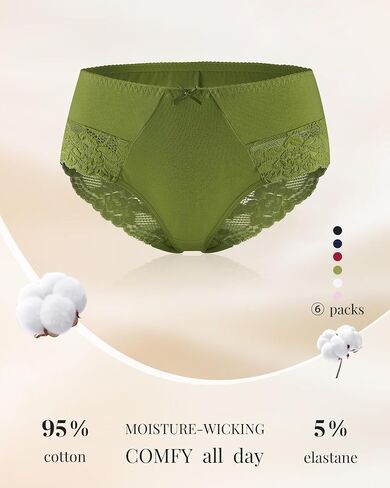 LEVAO Womens Underwear Cotton Bikini Panties Lace Stretch Cheeky Ladies Hipster Soft Briefs Multipack 6 Pack in Saudi Arabia