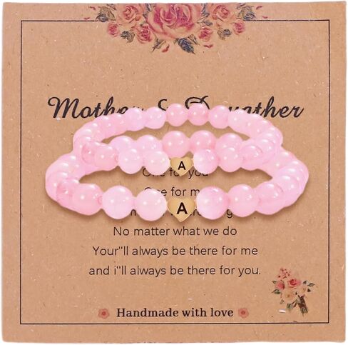 أساور ابنة الأم ، 2 PCS Pink Heart Letter Beads Beads for Women ، مطابقة الأساور لأمي وابنتها | يوم الأم عيد ميلاد عيد ميلاد هدايا العودة للوطن للنساء in Saudi Arabia