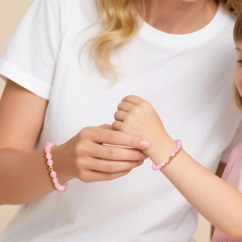أساور ابنة الأم ، 2 PCS Pink Heart Letter Beads Beads for Women ، مطابقة الأساور لأمي وابنتها | يوم الأم عيد ميلاد عيد ميلاد هدايا العودة للوطن للنساء in Saudi Arabia