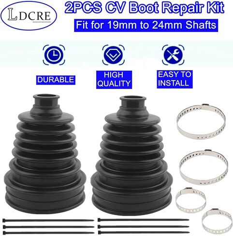 2PCS CV Boot Repair Kit Fit for 19mm to 24mm Shafts,Silicone CV Axle Boot Repair Kit Includes 4 Stainless Steel Split CV Boot Clamp & 6 Cable Ties For Toyota Camry Highlander in Saudi Arabia