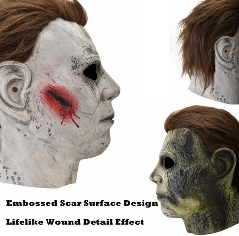 Scary Halloween Horror Mask – White Latex Killer Mask with Hair, Creepy Cosplay Masquerade Costume Mask for Adults in Saudi Arabia