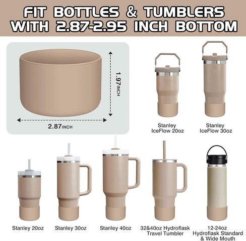 غطاء حذاء من السيليكون WUQID متوافق مع كوب السفر Hydro Flask بمقبض 32oz&40oz وزجاجة Hydroflask 12-24oz وستانلي 20 30 40oz بهلوان، مناسب للجزء السفلي من 2.83 إلى 2.95 بوصة، غطاء زجاجة مضاد للانزلاق in Kuwait