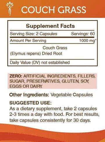 Secrets of the Tribe Couch Grass 120 Capsules, 1000 mg, Couchgrass (Couch Grass, Elymus repens) Dried Root (120 Capsules) in Saudi Arabia