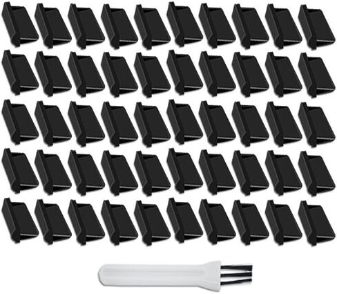 مقابس منفذ USB-A المضادة للغبار من PortPlugs (50 حزمة) - أغطية حماية USB مطاطية مقاومة للتمزق - مناسبة تمامًا لمنافذ USB A على أجهزة الكمبيوتر الشخصية وأجهزة الكمبيوتر المحمولة والمزيد (أسود) in Kuwait