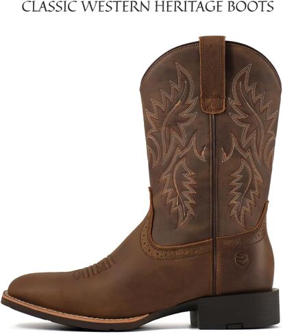 SUREWAY Cowboy Boots For Men - Mens Square Toe Western Boot,Oil/Slip Resistant,Durable Fashionable Classic Pull on 10 Inch Boots Mid Calf Wellington Boots in Saudi Arabia