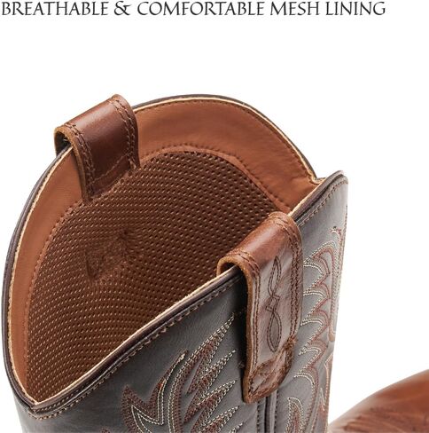 SUREWAY Cowboy Boots For Men - Mens Square Toe Western Boot,Oil/Slip Resistant,Durable Fashionable Classic Pull on 10 Inch Boots Mid Calf Wellington Boots in Saudi Arabia