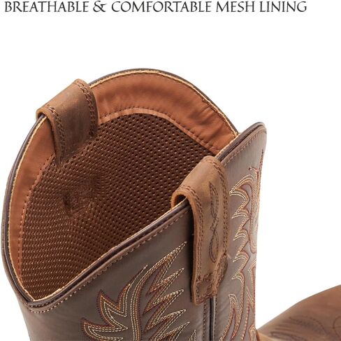 SUREWAY Cowboy Boots For Men - Mens Square Toe Western Boot,Oil/Slip Resistant,Durable Fashionable Classic Pull on 10 Inch Boots Mid Calf Wellington Boots in Saudi Arabia