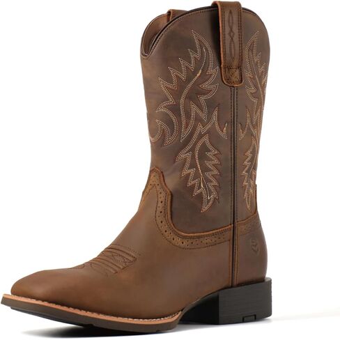 SUREWAY Cowboy Boots For Men - Mens Square Toe Western Boot,Oil/Slip Resistant,Durable Fashionable Classic Pull on 10 Inch Boots Mid Calf Wellington Boots in Saudi Arabia