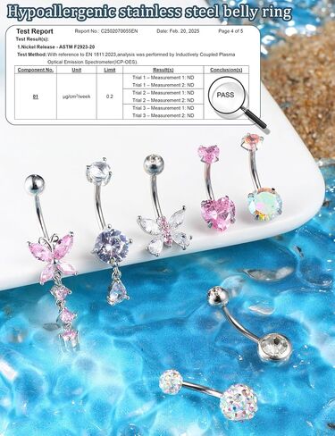 YADOCA Gold Belly Button Ring Navel Piercing Jewelry - Surgical Steel Dangle Belly Rings for Women 14G Dainty Colorful Pink Belly Button Piercing Gold Silver Tone in Saudi Arabia