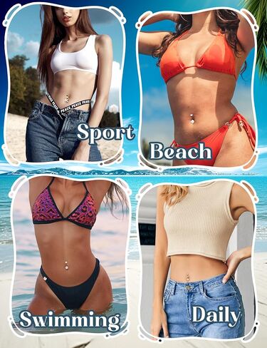 YADOCA Gold Belly Button Ring Navel Piercing Jewelry - Surgical Steel Dangle Belly Rings for Women 14G Dainty Colorful Pink Belly Button Piercing Gold Silver Tone in Saudi Arabia