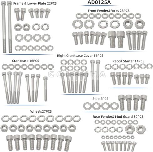 287 PCS 304 BOLT SCREW TELEST FESTER FESTER مع هوندا ATC70 1978-1985 in Kuwait