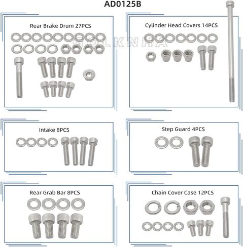 287 PCS 304 BOLT SCREW TELEST FESTER FESTER مع هوندا ATC70 1978-1985 in Kuwait