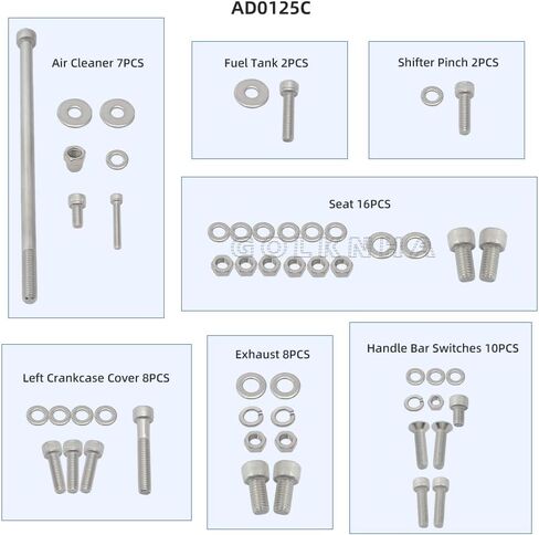 287 PCS 304 BOLT SCREW TELEST FESTER FESTER مع هوندا ATC70 1978-1985 in Kuwait