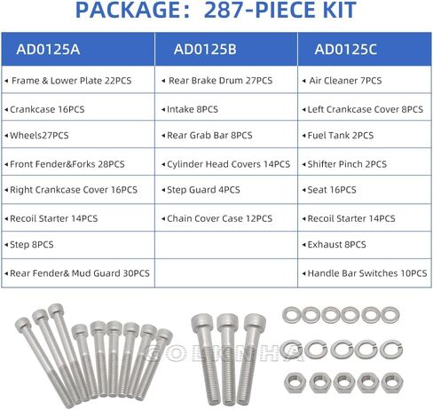 287 PCS 304 BOLT SCREW TELEST FESTER FESTER مع هوندا ATC70 1978-1985 in Kuwait