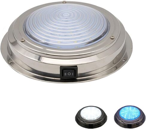 Marine Boat Dome Light, Dual Color 7" 12V LED Boat Interior Lights with Toggle Switch, LED Boat Cabin Light with Stainless Steel Surface Mount (White|Red) in Saudi Arabia