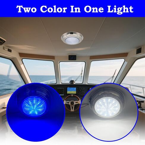 Marine Boat Dome Light, Dual Color 7" 12V LED Boat Interior Lights with Toggle Switch, LED Boat Cabin Light with Stainless Steel Surface Mount (White|Red) in Saudi Arabia