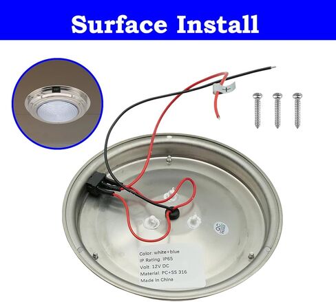 Marine Boat Dome Light, Dual Color 7" 12V LED Boat Interior Lights with Toggle Switch, LED Boat Cabin Light with Stainless Steel Surface Mount (White|Red) in Saudi Arabia