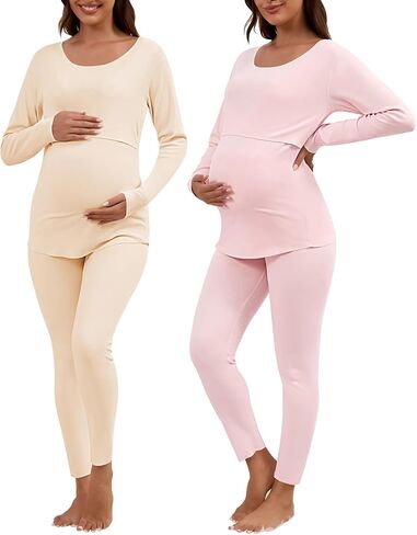 PATELAI 2 PACK ملابس داخلية للتمريض الحراري للنساء مجموعة PAJAMA in Saudi Arabia
