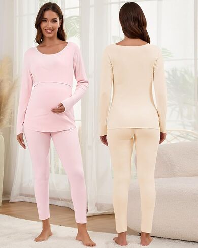 PATELAI 2 PACK ملابس داخلية للتمريض الحراري للنساء مجموعة PAJAMA in Saudi Arabia
