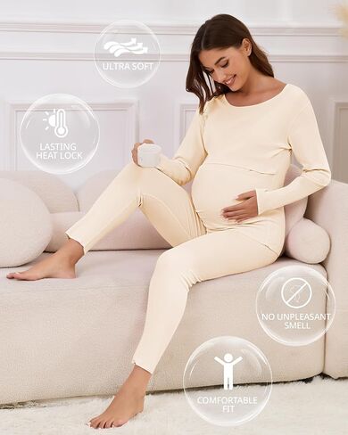 PATELAI 2 PACK ملابس داخلية للتمريض الحراري للنساء مجموعة PAJAMA in Saudi Arabia