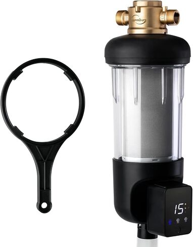 iSpring WSP100ARJ-BP, NSF Certified, Whole House Spin-Down Sediment Water Filter with Bypass, Clear Housing, Jumbo Size, Flushable and Reusable, Touch-Screen Auto Flushing, 4 Modes, 100 Microns in Saudi Arabia