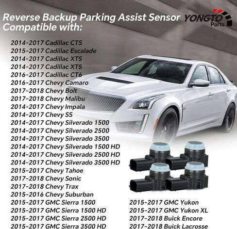 23428268 4Pcs Reverse Backup Parking Assist Sensor Compatible with Chevy Silverado 1500 2500 3500 HD Tahoe Malibu, Cadillac Escalade XT5 CT6, GMC Sierra Yukon XL, Buick Replace OE 52050134 in Saudi Arabia